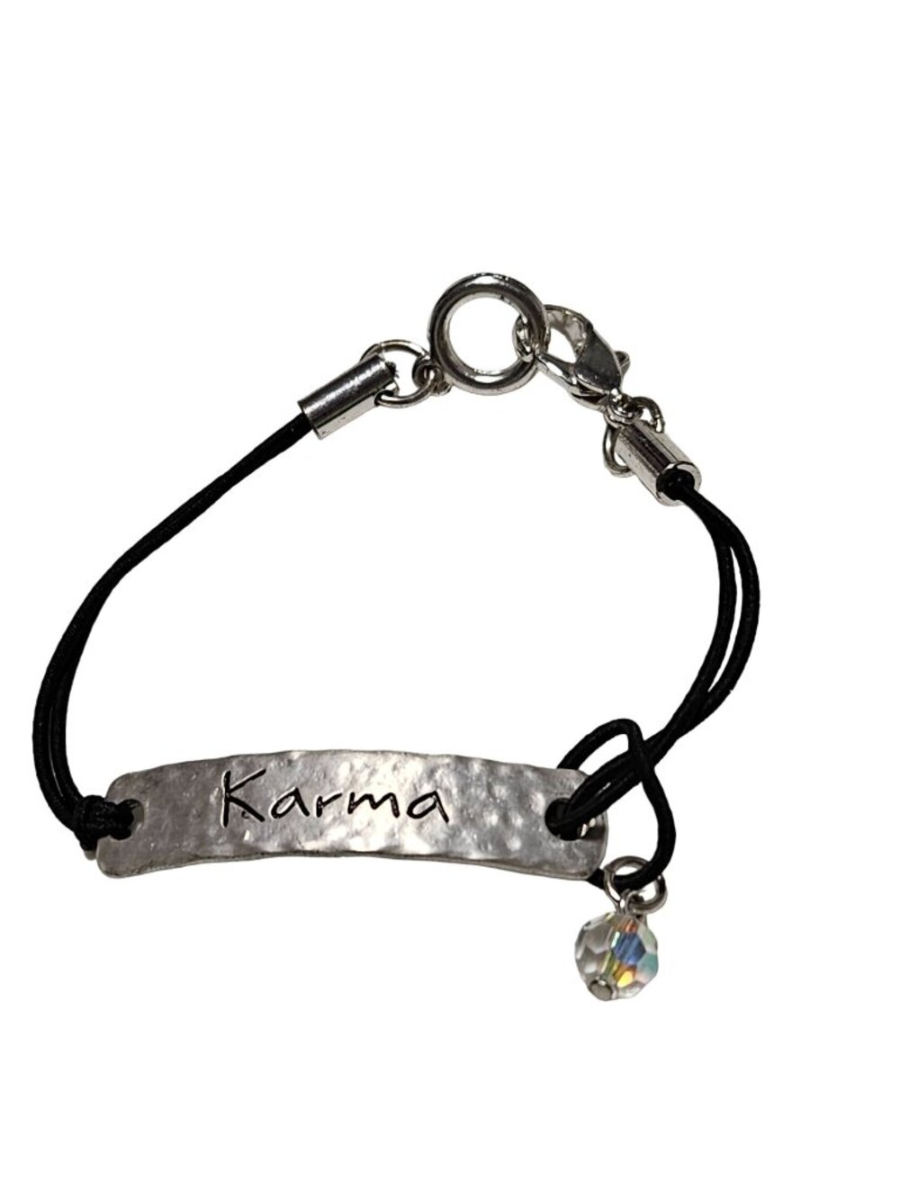 Handcrafted Karma Bracelet Crystal Charm Adjustable Black Cord Fashion Jewelry